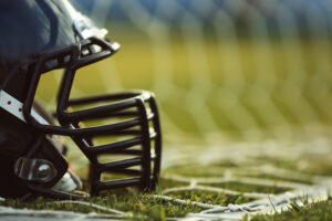 Closeup of football helmet