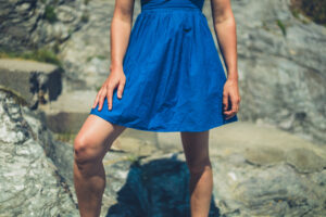 Woman in blue dress