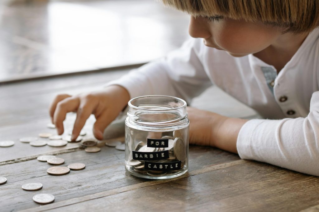 Child learning about money